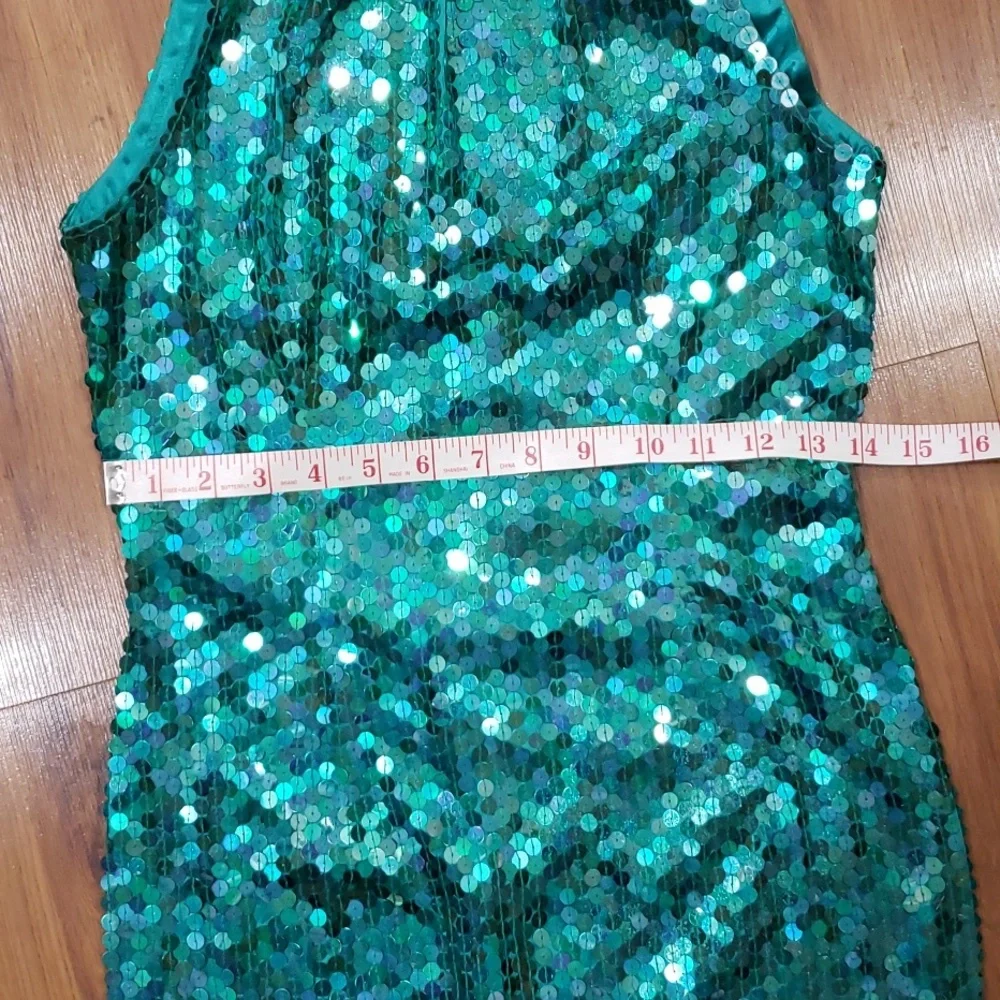 Niteline Teal Sequined Halter Dress! - Picture 9 of 10